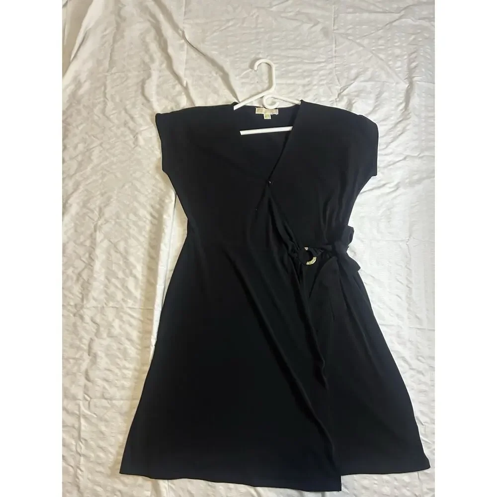 Michael Kors Front Wrap Black Dress Women's Size XL - Picture 9 of 9